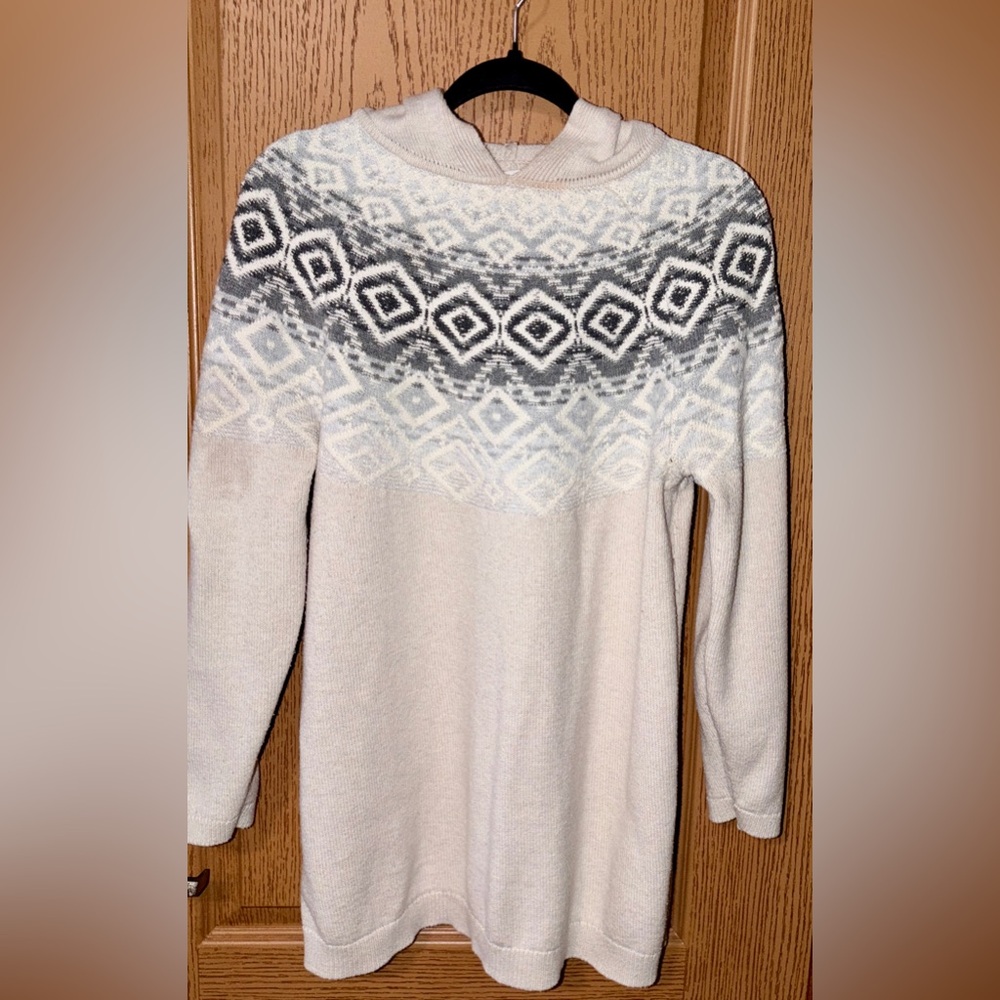 J. Jill Fair Isle Hooded Sweater Tunic - Large